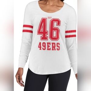 PINK Victoria's Secret White and Red 49ers Long Sleeve Shirt, M, EUC